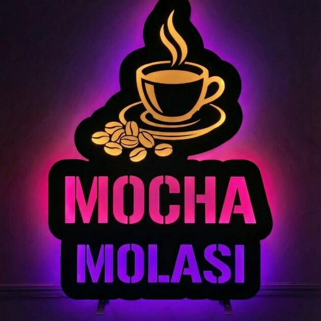 Mocha Molası LED Işıklı Dekoratif Duvar Tabelası – Kafe & Coffee Shop Aydınlatması